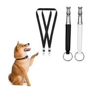 Uzndq Lot de 2 sifflets pour chien - Accessoire pour chien - Sifflet de rappel - Haute fréquence - Silencieux - Aboiement réglable - Rappel à ultrasons (noir et blanc) (cordon gratuit)