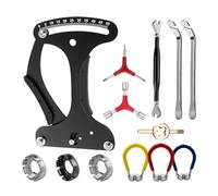 uzoyfoda Kit de clés à rayons de vélo, 13 clés dynamométriques pour rayons de vélo et jauge de tension avec démonte-pneus, kit de réparation universel pour jantes de vélo pour le réglage des roues