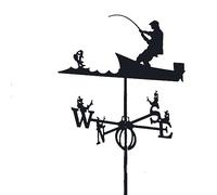 UZSPAC Girouette de Jardin Métal en Acier Inoxydable Forme de Pêche Homme Decoration Jardin Ferme Exterieur Finition Noire 30 * 50cm