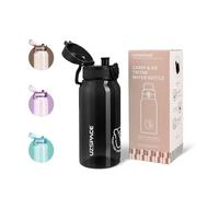 UZSPACE 600ml Gourde Enfant avec Poignée - Sport Adulte - Étanche Bouteille d'eau - Sans BPA, Réutilisable, Légère - Idéal pour Sport, École, Travail, Noir