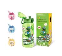 UZSPACE Gourde anti-fuite pour enfants - 600 ml - 20 oz - Bouteille de sport dinosaure - Tritan sans BPA - Avec utilisation à une main - Pour garçons et filles - Pour l'école, l'extérieur, la