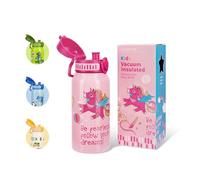 UZSPACE Gourde en acier inoxydable pour enfants, anti-fuite, 550 ml, bouteille d'eau pour l'école, la maternelle, bouteille isotherme à double paroi avec utilisation à une main, pour le sport en plein