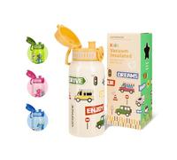 UZSPACE Gourde en acier inoxydable pour enfants - Anti-fuite - 550 ml - Pour l'école, la maternelle - Bouteille isotherme à double paroi avec utilisation à une main - Sport en plein air - Jaune