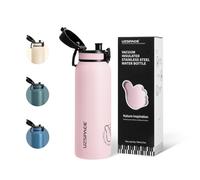 UZSPACE Gourde Isotherme Enfants 700ml en Acier Inoxydable - Gourde Sport à Double Paroi - Bouteille Isotherme Étanche pour École, Bureau ou Sport, Rose Fleuri