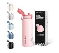 UZSPACE Gourde Isotherme Enfants 700ml en Acier Inoxydable - Gourde Sport à Double Paroi - Bouteille Isotherme Étanche pour École, Bureau ou Sport, Quartz rose