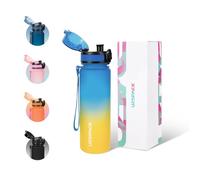 UZSPACE Gourde Sport avec Passoire - 500ml Gourde Enfant sans BPA - Bouteille d'Eau avec Échelle de Capacité - Pour la Gym, l'École, le Fitness et le Plein Air, Bleu et Jaune