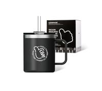 UZSPACE Mug Isotherme avec Poignée - Tasse a Cafe 500ml - Mug Thermos pour Café Chaud et Boissons Froides - Tasse à Café Réutilisable avec Paille, Noir