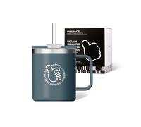 UZSPACE Mug Isotherme avec Poignée - Tasse a Cafe 500ml - Mug Thermos pour Café Chaud et Boissons Froides - Tasse à Café Réutilisable avec Paille, Bleu Ardoise