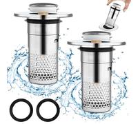 UZSUZZ 2 Pièces Bouchon Lavabo Salle De Bain, Bouchon Baignoire Universel, Bouchon De Lavabo Pop-Up, Bouchon Evier Cuisine pour Lavabo Baignoire Cuisine Bain