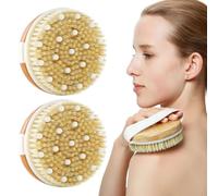 UZSUZZ 2 Pièces Brosse à sec pour le corps Dry Brush Brosse pour le Corps Brosse Corps a Sec Corps Exfoliant bio et Brosse de Massage Éliminer Cellulite et Brossage a sec Drainage Lymphatique