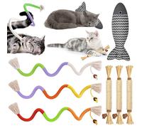 UZSUZZ 7 Pièces Jouet Herbe a Chat, Jouet à Mordre pour Chat, Naturel et Sûr Cat Teething Rope pour Interagir Et Nettoyer Les Dents