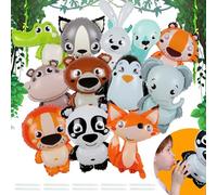 UZSUZZ Ballons Animaux 12 Ballons Animaux Jungle Animal Feuille D'aluminium Ballons Ballons Anniversaire Ballon Helium Animaux Thème Fête Décoration Pour anniversaire d'enfant