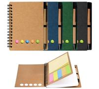 UZSUZZ Cahier à Spirales Bloc-notes D'affaires Carnet Lot de 4 Carnets à Spirales avec Stylo et Notes Autocollantes Pocket Business Notebook de Poche Ligné pour Lécole de Bureau