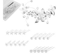 UZSUZZ Lot de 21Bijoux Cheveux Mariage, Broche Cheveux Mariage Bijoux De Cheveux De Mariée Perles Strass Cheveux Pour Mariée Et Demoiselle d'Honneur