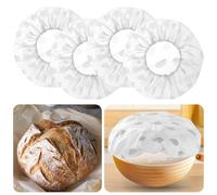 UZSUZZ Lot de 4 Housses Pour Paniers de Fermentation，Capuchon De Cuisson Couvercle Alimentaire Accessoires De Cuisson Du Pain Réutilisables Pour la préparation de la pâte et la pâtisserie.