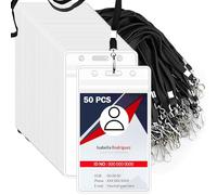 UZSUZZ Lot de 50 porte-badges avec ruban pour carte d'identité - Étanche - Transparent - Avec porte-cartes - Pour affaires, exposition et bureau