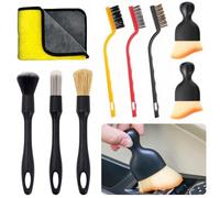 UZSUZZ Lot de Brosse Nettoyage Voiture, 9PCS Brosse Douce de Nettoyage D'intérieur de Voiture, Multifonctionnelle Pinceau Detailing Auto pour La Voiture Tableau De Bord, Intérieur, Extérieur