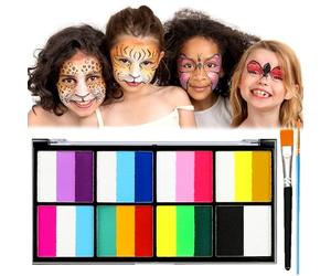 UZSUZZ Peinture Corporelle, 18 Couleurs Palette de Tatouage de Peinture à I'huile, Peinture pour le Visage, Palette de Maquillage Enfants, pour Halloween, Noël, Carnaval, Soirées à Thème