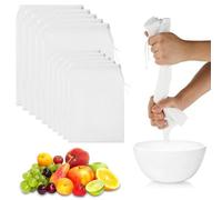 UZSUZZ Sac à Lait de Noix 10 Pièces Sac à Lait Végétal Nut Milk Sieve Filter Bags Milk Strainer Bags Filtre Tissu Réutilisable pour Filtrer le Thé, les Jus de Fruits, le Café, les Jus de LéGumes