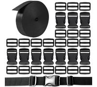 UZSUZZ Sangle Nylon 10m x 25mm Avec 10 Paires de Boucle et 20 Pièces Tri-Glide Curseur Plastique Attache Rapide pour Sac à Dos, Bagage, Tente, Sac Banane