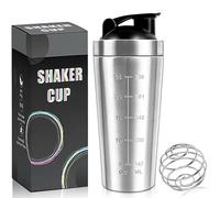 UZSUZZ Shaker en acier inoxydable 900 ml avec graduation optimale, sans BPA et anti-fuite pour protéines, régime et fitness avec balles
