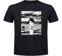 Uzumaki Custom T Shirts Japan Sea Horror Manga Tops Junji Ito Tees Anime Adult Unisex Short Sleeve Tees Black S