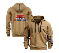 UZVKAVJP Sweats À Capuche D'entraînement pour Hommes pour SU.ZU.K.I Printemps Automne Vestes Hauts À Manches Longues Sweat À Capuche Demi Fermeture Éclair Streetwear-Khaki||XXL