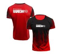 UZVKAVJP T-Shirts pour Hommes À Manches Courtes pour Rainbow Six Siege Chemises De Sport Confortables Polos Extensibles Sportstyle Tee Top Vêtements Patchwork-Red||4XL
