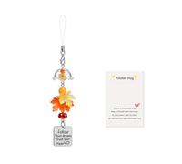 UZYXC 1 Pièce Phone Charm Automne, Porte Clés Téléphone Feuille D'érable, Bijou De Téléphone Avec Carte Positive, Polyvalent Pour Coques, Effet Carillon, Sac À Dos, Avec Message De Bonne Chance