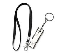 UZYXC 1 Sifflet Métal Haute Décibel Argenté, Sifflet de Signal avec Porte-clés et Corde Noire, Sifflet Anti Agression Puissant, pour Sport Extérieur, Arbitrage et matchs de football