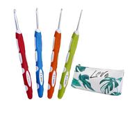 UZYXC 15 Pièces Set de crochets avec trousse de rangement,ergonomiques 2/3/4/6 mm avec poignées colorées en silicone, incluant marqueurs de mailles,pour débutants et amateurs de crochet,pour écharpes