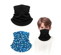 UZYXC 2 écharpes tubulaires pour enfants, fines, noires et bleues, écharpe multifonctionnelle en soie de lait pour l'été, le vélo, la pêche, respirante avec effet rafraîchissant, protection UV 50+