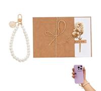 UZYXC 2 Pack Cadeaux de Remerciement avec Porte-Clés Perles et Enveloppes Fleurs Séchées, Petit Cadeau d'Adieu pour Professeur Collègue, Porte-Clés avec Cartes et Fleurs Immortelles