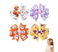 UZYXC 4 Pièces Barrette Bébé Halloween, Noeuds Papillon Sombre avec Chauve-souris Motifs Anti-Dérapant pour Cheveux Fins Accessoires Fête Enfant (Noir)