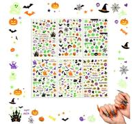 UZYXC 6 Feuilles d'Autocollants Halloween - Motifs Effrayants (Fantômes, Citrouilles, Araignées), Auto-adhésifs, Faciles à Poser, Résistants à l'Eau, Idéaux pour Ongles, Fêtes et Carnaval