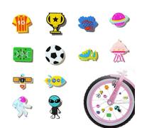UZYXC Accessoires Vélo Enfants Réflecteurs de Rayons - Set de 12 Pièces Design Alien et Football Œil de Chat Réfléchissant, Décoration Montage Facile pour Garçons Filles, Sécurité dans l'Obscurité