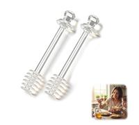 UZYXC Lot De 2 Mini Cuillère À Miel Transparente De 13.5 Cm, Cuillère À Miel, Bâton Mélangeur De Sirop Pour Cuisine, Pot De Confiture, Bruine, Cadeaux De Fête