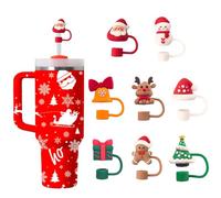 UZYXC Lot de 8 Bouchons de Paille pour Stanley Cup, Couvercles Anti-Poussière Silicone Mignon de Noël, Accessoires pour Paille de 10mm, Pour Tasse Stanley 40/30 Oz, Idée Cadeau Pratique