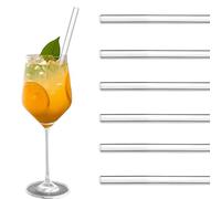 UZYXC QGK Lot de 6 pailles Aperol Spritz Lot de 6 pailles en verre de 20cm de long, en verre réutilisables, coffret cadeau, lavables au lave-vaisselle pour les cocktails ou les boissons