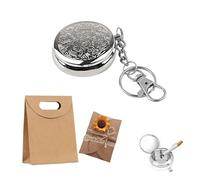 UZYXC Set Cadeau de Cendrier de Poche Mini Métallique - Cendrier Anti-Odeur & Portable pour Déplacements, Voiture, Camping, Voyages - Incl. Sac en Papier Kraft & Carte avec Fleurs Séchées