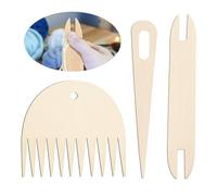 UZYXC Set Tricot pour Enfants Débutants, 3 Fourchettes à Tricoter en Bois avec Peigne, Outil de Bricolage pour Apprendre le Tricotage, Idéal pour Activité Mère Enfant