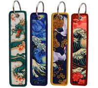 Uzztfa 4 Pièces Porte-clés Japonais Porte-clés Jet Tag Porte-clés Brodé Porte-clés De Voiture Porte-clés Étiquette De À Dos pour Motos Décoration De Porte-clés De Voiture