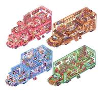 Uzztfa Autocollants 3D À Faire Soi-même, Lot De 4 Autocollants Amusants À Faire Soi-même, Créez Vos Propres Autocollants Miniatures 3D Mignons pour Adultes Enfants