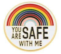 Uzztfa Broches LGBT avec Drapeau Arc-en-Ciel « tu ES en Sécurité avec Moi », Épingles À Revers Gay Pride, Badges pour Sacs À Dos, Bijoux Décorations