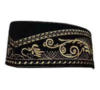 Uzztfa Chapeau De Prière Musulman, Chapeau De Prière De L'aïd, Casquette De Bateau Malaisienne, Chapeau Brodé pour Hommes Musulmans, Couvre-Chef Turc Doux Au Toucher