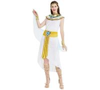 Uzztfa Déguisement Cléopâtre pour Femme, Déguisement Reine Cléopâtre pour Femme, Déguisement Princesse Égyptienne, Robe Déesse du Nil, Tenue d'halloween Cosplay