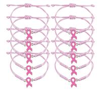 Uzztfa Lot de 10 Bracelets De Sensibilisation Au Cancer du Sein, Réglables, en Ruban Rose Tressé, Cadeaux Inspirants pour Les Femmes Atteintes du Cancer.