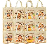 Uzztfa Lot de 12 Sacs Cadeaux Capybara avec Poignées, Pochettes À Bonbons Friandises pour Fête d'anniversaire sur Le Thème des Animaux