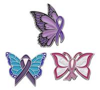 Uzztfa Lot De 3 Broches Papillon pour Femme, Motif Cancer du Sein, pour Manteaux, Vestes, Pulls, Accessoires