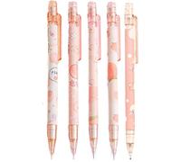 Uzztfa Lot De 4 Crayons Mécaniques Kawaii Couleur Pêche, Fournitures Scolaires pour Rentrée Scolaire, pour Les Enfants Les Étudiants